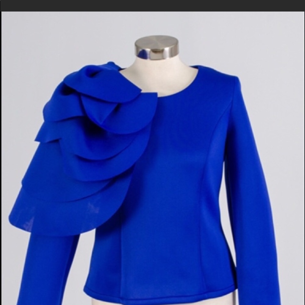 Nice Scuba Flower Petal Long Sleeve Blouse